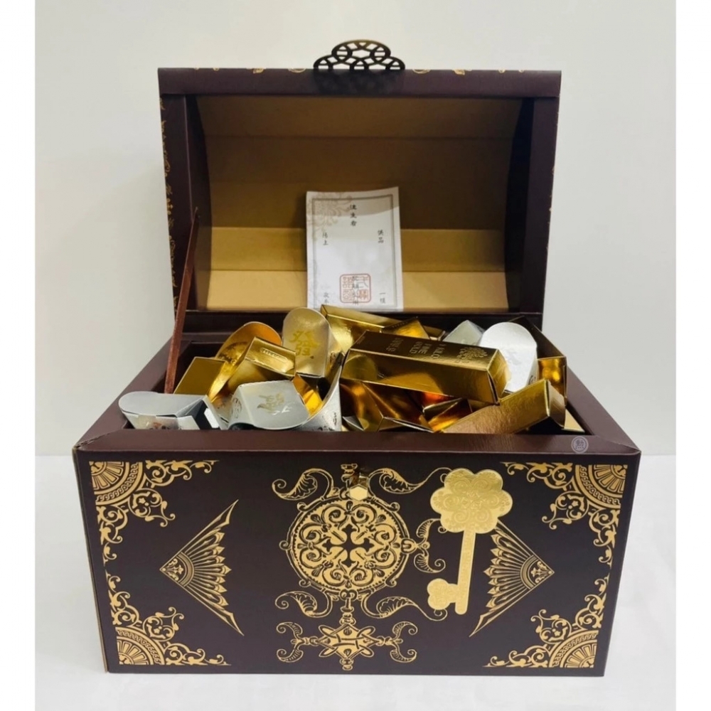 台製紙紮財寶箱附可拆鎖頭/紙紮/現貨