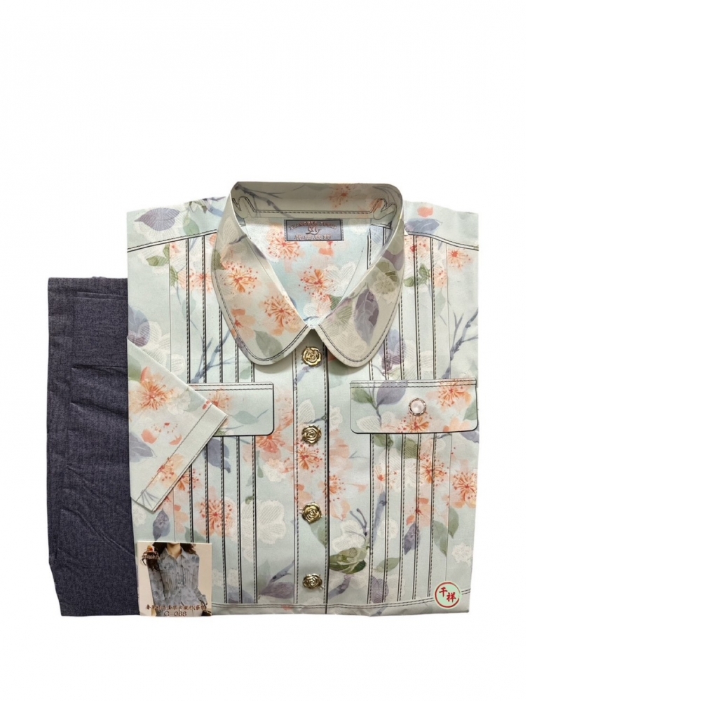 袋裝紙紮奢華套裝女襯衫含褲 G068 