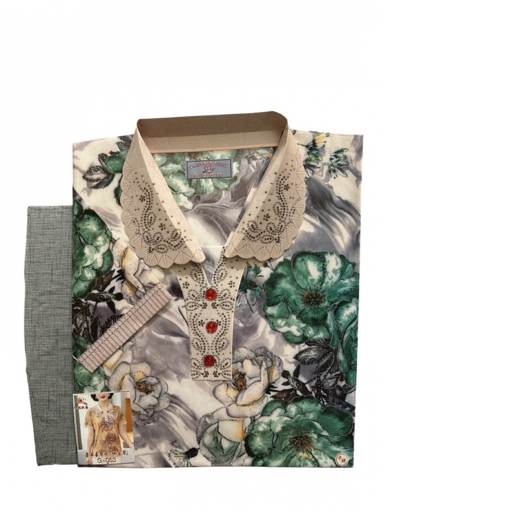 袋裝紙紮奢華套裝女T恤含褲 G063 