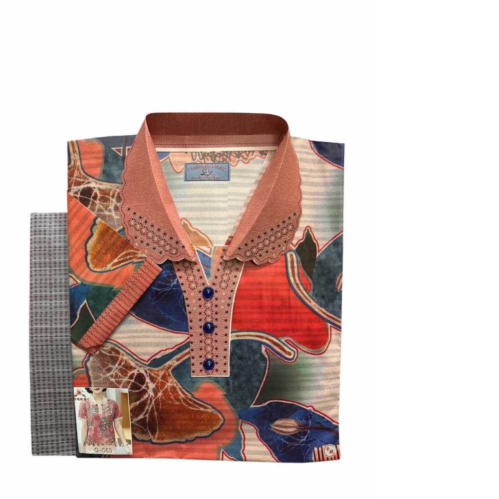 袋裝紙紮奢華套裝女T恤含褲 G063 