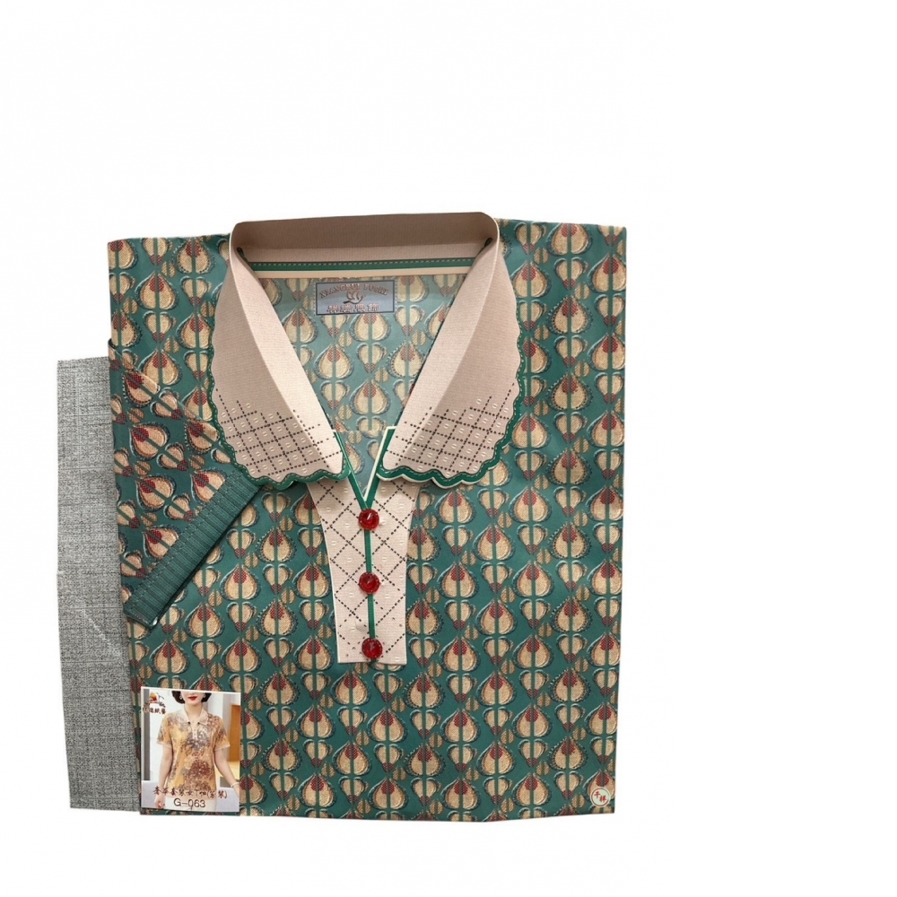 袋裝紙紮奢華套裝女T恤含褲 G063 