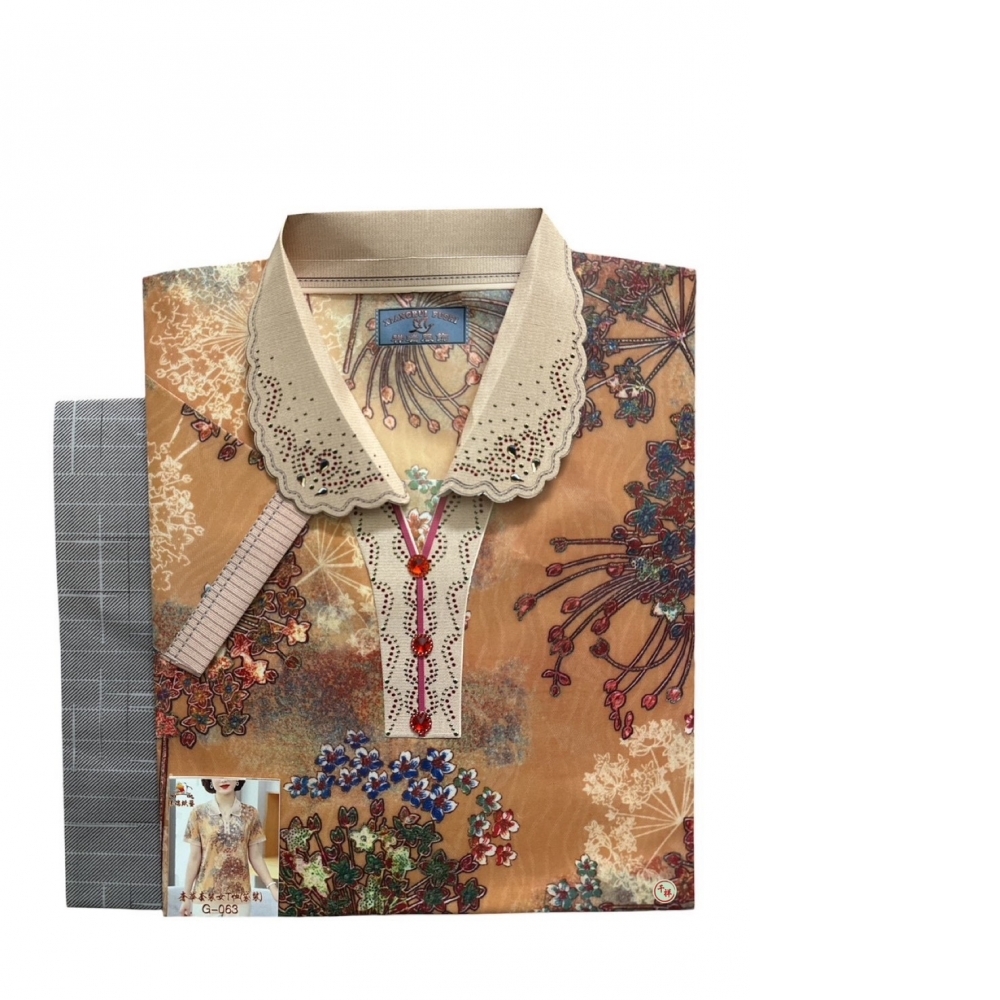 袋裝紙紮奢華套裝女T恤含褲 G063 