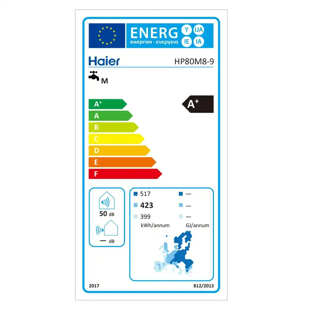 Haier海爾M8系列壁掛式R290熱泵熱水器80L