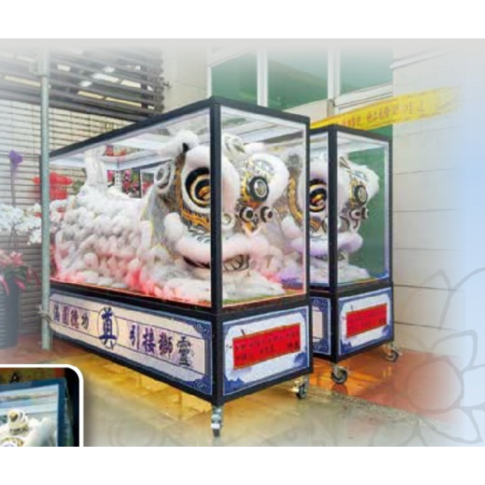 大型靈獅接引燈光秀一對（趴獅）