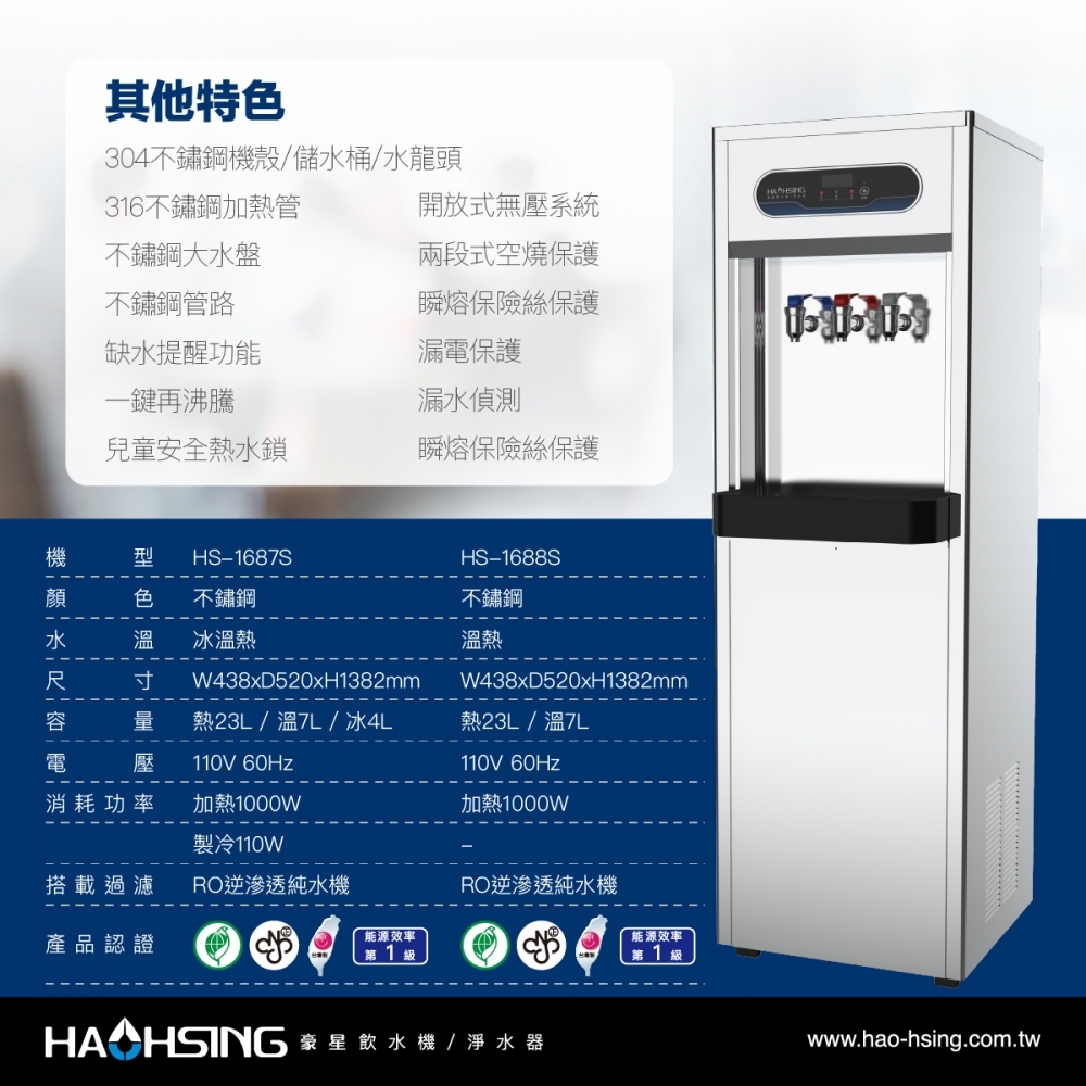 HS-1688S 商用龍頭雙溫飲水機