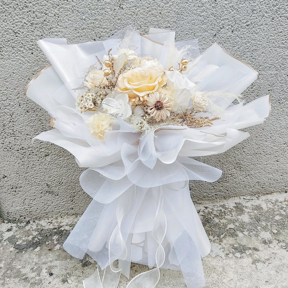溫柔天使 白金永生花束