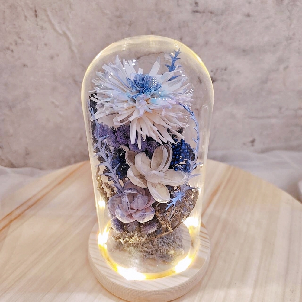 永遠浪漫 三朵索拉玻璃罩