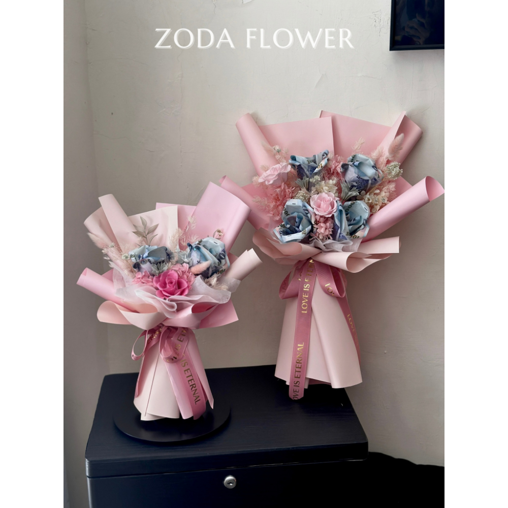 多朵鈔票花+永生花